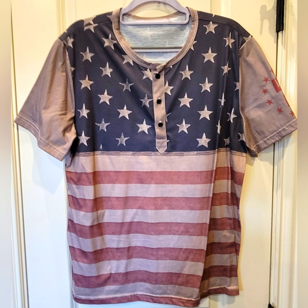 Men's American Flag 45 47 Shirt Size Medium